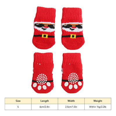 5 komplekti koerasokid sügistalv soojad elastsed libisemiskindlad punase taustaga vanamehe mustriga lemmikloomatarbed jõuludeks lemmikloomatarbed