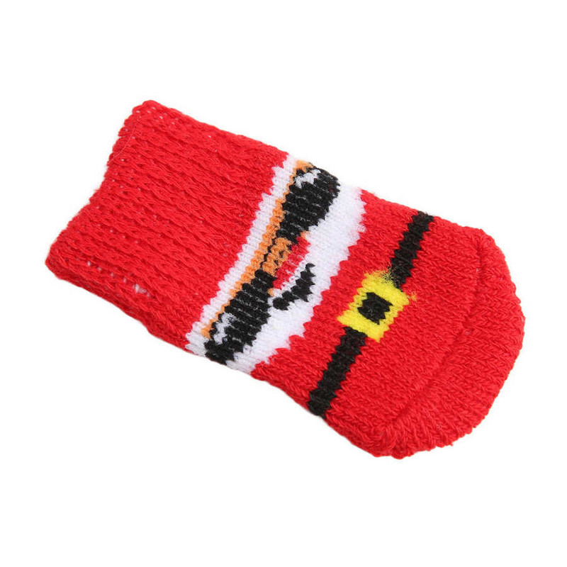 5 komplekti koerasokid sügistalv soojad elastsed libisemiskindlad punase taustaga vanamehe mustriga lemmikloomatarbed jõuludeks lemmikloomatarbed
