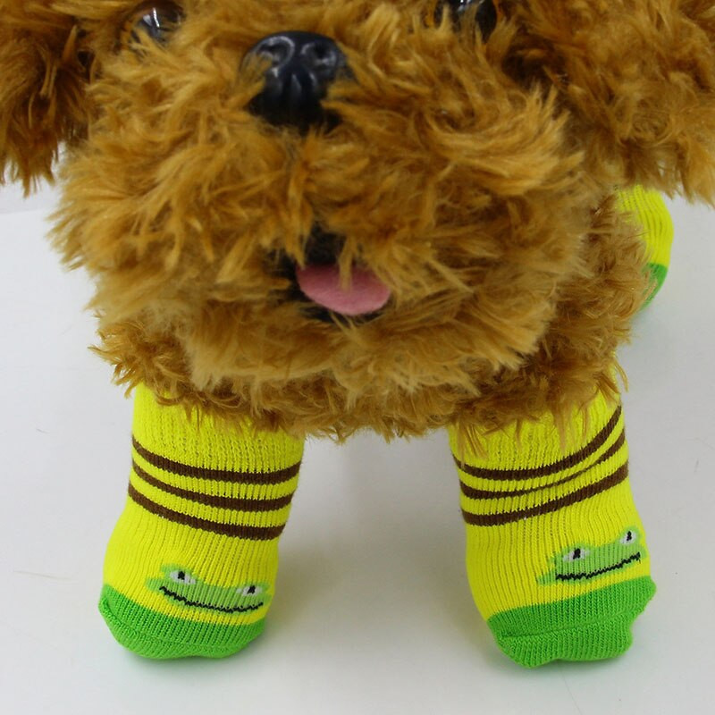 Mielos 4 vnt./rinkinys Kambarinės naminių šunų kojinės Minkštos kokybiškos medvilnės Šiltos neslystančios letenėlės Lengvai nuplaunamos Spalvingos šunų kačių batų kojinės