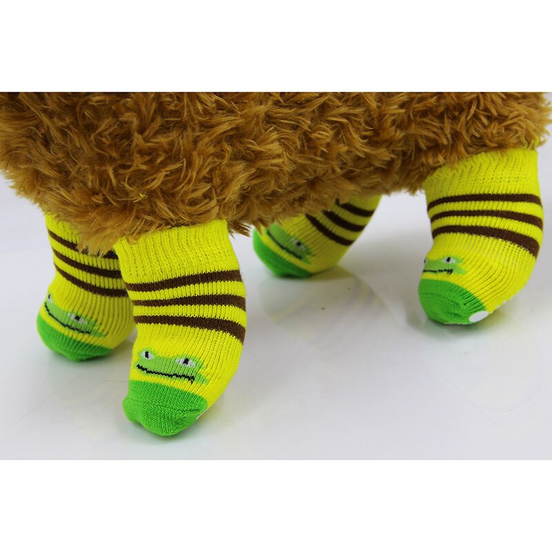 Mielos 4 vnt./rinkinys Kambarinės naminių šunų kojinės Minkštos kokybiškos medvilnės Šiltos neslystančios letenėlės Lengvai nuplaunamos Spalvingos šunų kačių batų kojinės