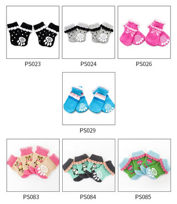 Νέες χαριτωμένες κάλτσες για κατοικίδια Πολύχρωμες κάλτσες για σκύλους Προστατευτικά παπούτσια για κατοικίδια Καλύμματα μικρού σκύλου Ρούχα γάτας Αντιχαρακτική Αντιολισθητικές κάλτσες για κουτάβι πατημασιά