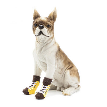 4 τμχ/Σετ Χαριτωμένη βαμβακερή κάλτσα σκυλιών για σκύλους πλεκτή αντιολισθητική κάλτσα για σκύλους ζεστές κάλτσες για κάλυμμα ποδιών κανίς για γάτες προμήθειες για σκύλους