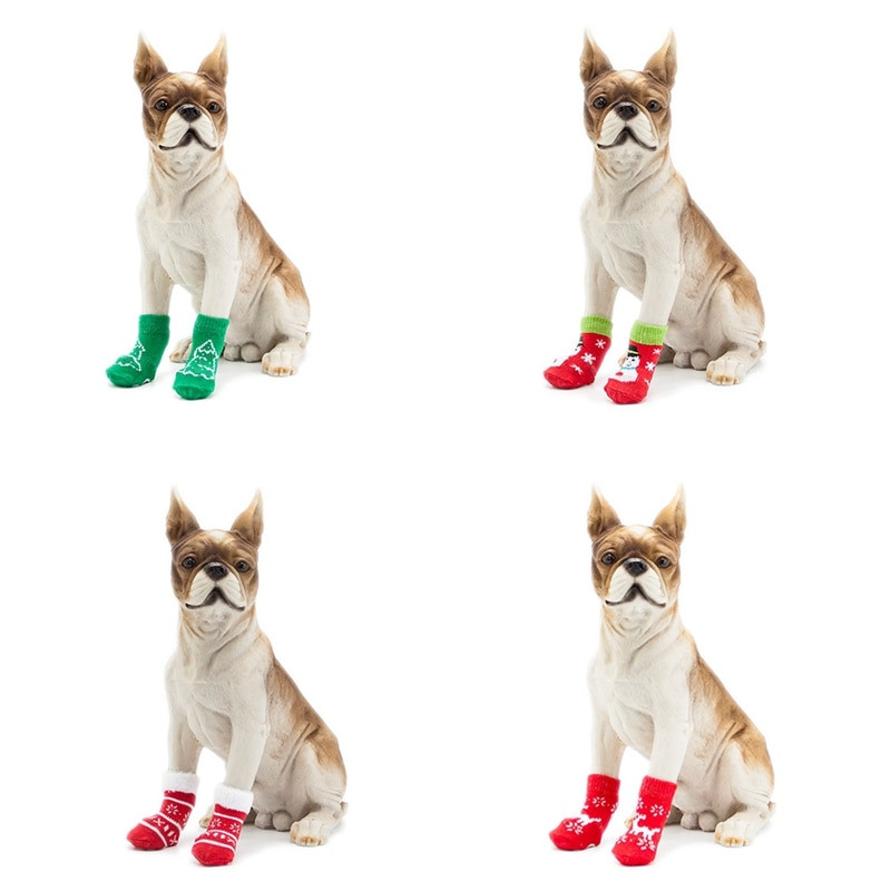 Kutsikasokid Jõulutrükiga Koerad Kudumid Puuvillane Soojem Pehmed Sokid Libisemisvastased Mugavad Sokid Vastupidavad lemmikloomad Hingavad sokid