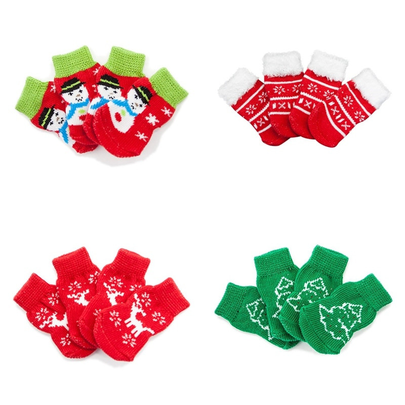 Kutsikasokid Jõulutrükiga Koerad Kudumid Puuvillane Soojem Pehmed Sokid Libisemisvastased Mugavad Sokid Vastupidavad lemmikloomad Hingavad sokid