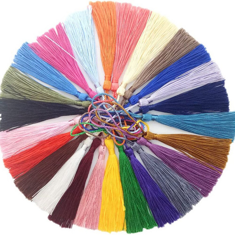32vnt Žymelių kutai Fringe Brush Šilkiniai rankų darbo minkšti rankdarbių mini kutai su kilpelėmis, skirti „pasidaryk pats“ amatams papuošalų kūrimo priedai