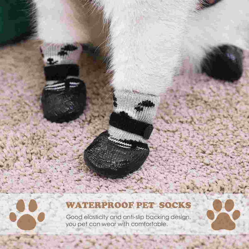 4 ks ponožiek pre domáce zvieratá s kreslenou potlačou, super pančuchy pre domáce zvieratá, protišmykové ponožky do interiéru