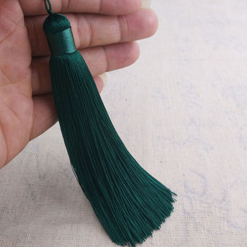 Ciucuri personalizabili de 12 cm din poliester cu inel de agățat, breton de cusut de mătase, ciucuri decorative cu cheie pentru decorarea casei cu pandantiv