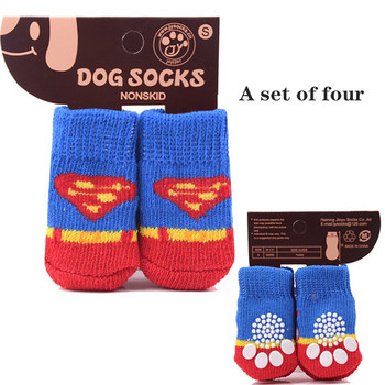 4 τμχ Χειμερινές αντιολισθητικές κάλτσες για σκύλους κατοικίδιων ζώων Μικρά σκυλιά γάτας πλεκτές ζεστές κάλτσες Chihuahua Χοντρό πόδι προστατευτικό για σκύλους Κάλτσες μποτάκια αξεσουάρ