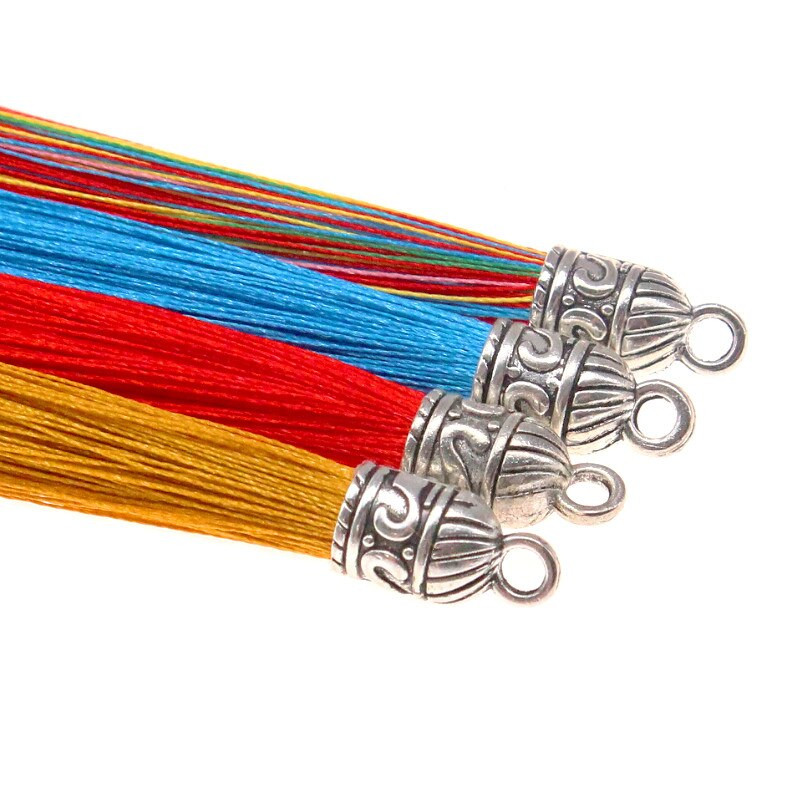 15kom/pakiranje 55 mm duga svilena četka s resicama s metalnim čepovima za naušnice Privjesci s kićankama Privjesak za DIY izradu nakita Materijal šešira