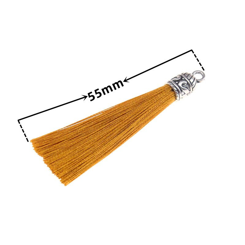 15kom/pakiranje 55 mm duga svilena četka s resicama s metalnim čepovima za naušnice Privjesci s kićankama Privjesak za DIY izradu nakita Materijal šešira