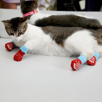 Μαλακό 4 τεμ. Ελαστικό χριστουγεννιάτικο μοτίβο προστατευτικό ποδιών για σκύλους Αξεσουάρ για σκύλους ποδιού γάτας Κάλτσες ελαστικές για σκύλους