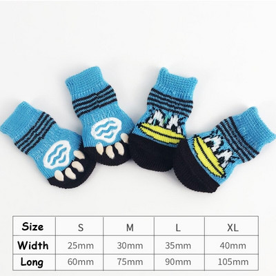 4 buc. șosete anti-alunecare de iarnă pentru câini de companie, câini de pisică mici, șosete calde tricotate, chihuahua, protecție groase pentru labe, șosete pentru câini, accesorii pentru papuci