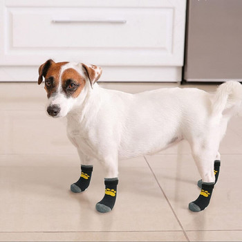 Чорап за домашни любимци 3 чифта противоплъзгащи чорапи за кучета Регулируеми меки нехлъзгащи се домашни любимци Защита на лапите на кученцата за вътрешно сцепление Носене на пода