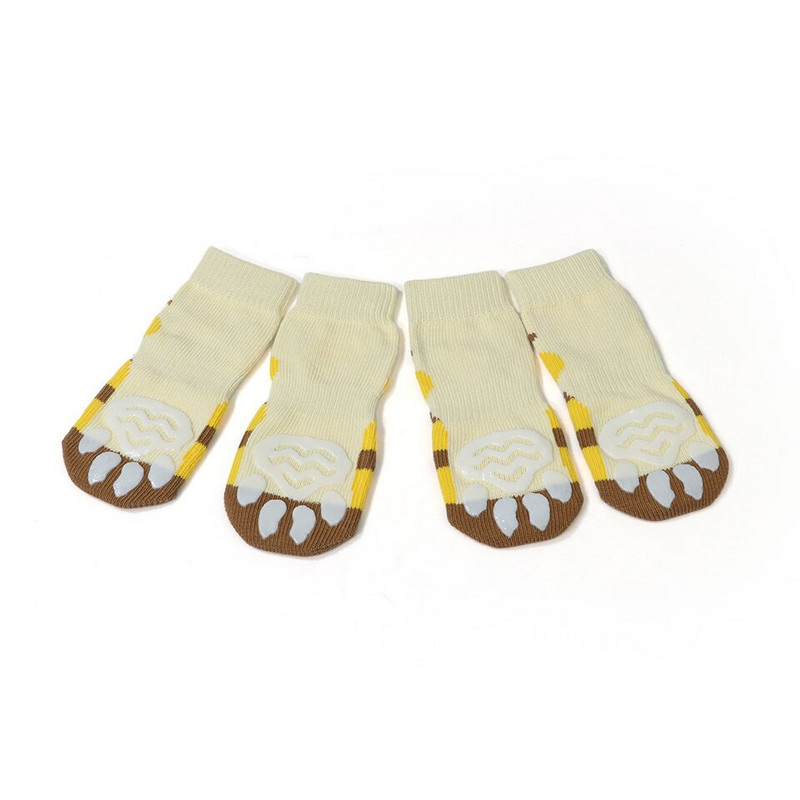 Зимни чорапи против хлъзгане за домашни любимци Топли щамповани карикатури Сладки чорапи за домашни кучета Предпазител за лапи за домашни любимци за малки, средни големи кучета Стоки за домашни любимци