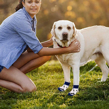 Κάλτσες για σκύλους 2 ζεύγη Αντιολισθητικές κάλτσες σκύλων με λαβές Traction control Anti-dirty paw Protector for Indoor Smake Medium κατοικίδια