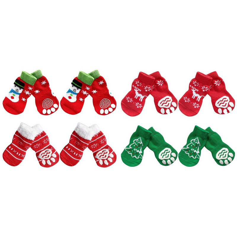 45vnt Žieminės neslystančios naminių šunų kojinės Maži kačių šunys Megzti šiltos kojinės Kawaii storos letenėlės šunų kojinės batai Priedai