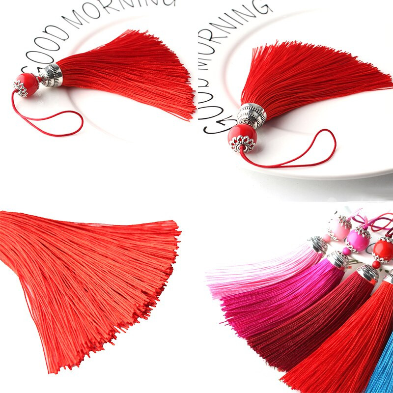 2 buc/lot ciucuri de mătase Perie cu franjuri Sling ciucuri Trim cu margele Pandantiv pentru coase draperii Accesorii pentru bijuterii DIY Decor de nuntă