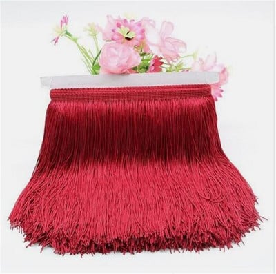 Wholesale 1 meter/lot 30cm Long Fringe Lace Tassel Polyester Lace Trim Ribbon Latin dance skirt curtain fringes for sewing