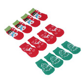 4 ks ponožiek pre psov, módne, roztomilé vianočné vzory, teplé, protišmykové, prenosné, pletené bavlnené ponožky pre mačky, na domáce a vnútorné párty