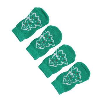 4 бр. Кучешки чорапи Модни сладки коледни шарки Топли устойчиви на хлъзгане Преносими плетени памучни котешки чорапи за домашно парти на закрито