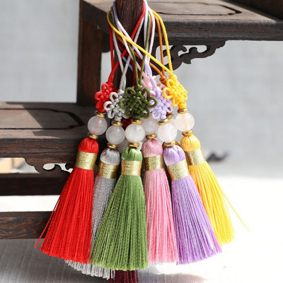 10 bucăți ciucuri cu mărgele de jad cu nod chinezesc, bricolaj, artizanat, bijuterii, pliculețe, îmbrăcăminte, lanț de chei pentru mașină, decorare, pandantive mici, ornamente netede cu franjuri