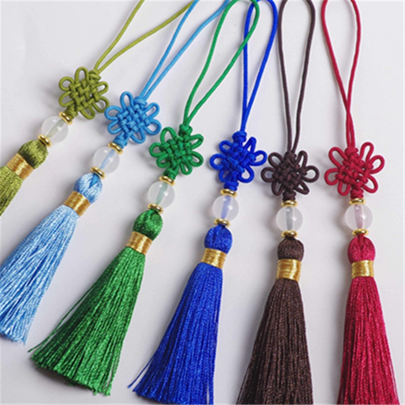 10 bucăți ciucuri cu mărgele de jad cu nod chinezesc, bricolaj, artizanat, bijuterii, pliculețe, îmbrăcăminte, lanț de chei pentru mașină, decorare, pandantive mici, ornamente netede cu franjuri