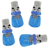 4vnt Žiemos šiltos šunų kojinės Minkštos medvilnės gumos mezginiai naminiams gyvūnėliams kojinės lietaus sniego kačių batai vandeniui atsparūs neslystantys batai šunų avalynė