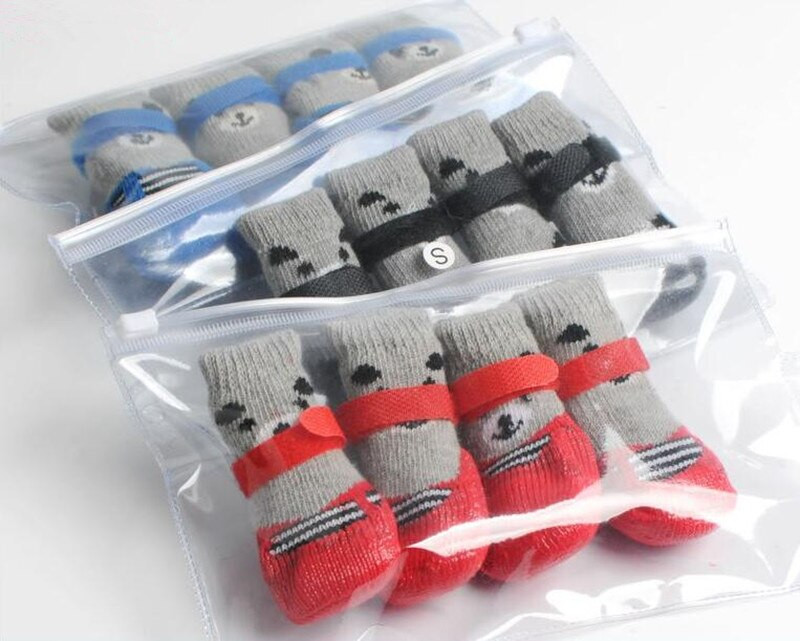 4 vnt. / rinkinys Naminių gyvūnėlių batai Šunų kojinės Neperšlampamos lietaus batai Neslystantys guminiai šuniukų kačių batai Minkštos dilimui atsparios vandeniui atsparios kojinės