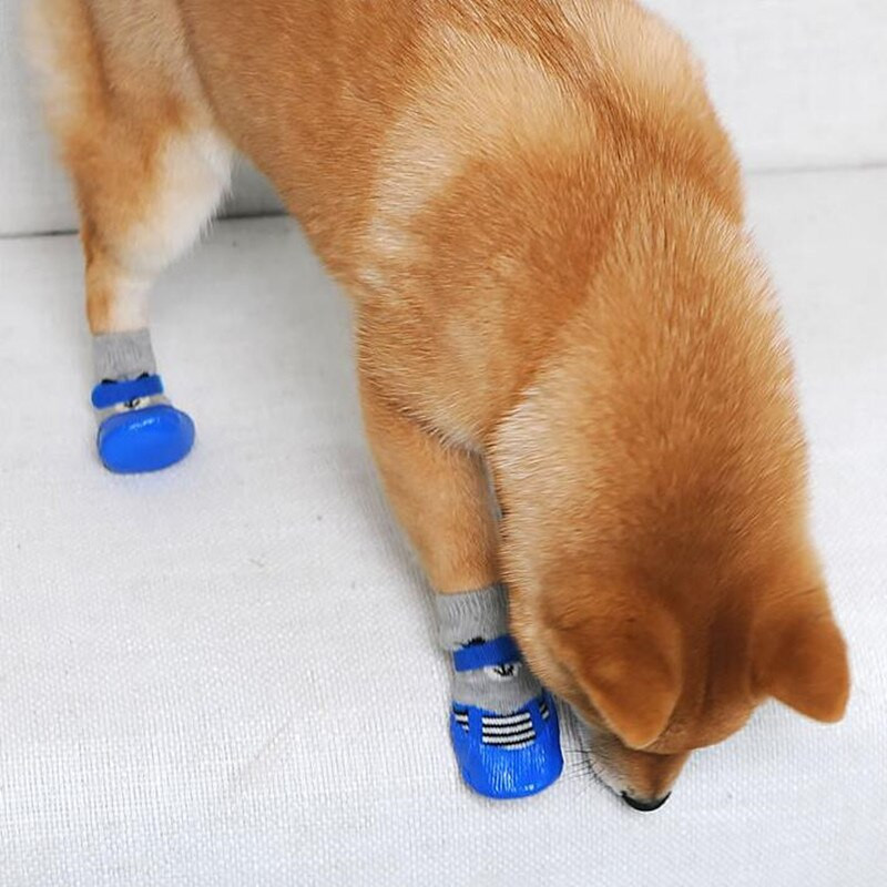 4 vnt. / rinkinys Naminių gyvūnėlių batai Šunų kojinės Neperšlampamos lietaus batai Neslystantys guminiai šuniukų kačių batai Minkštos dilimui atsparios vandeniui atsparios kojinės
