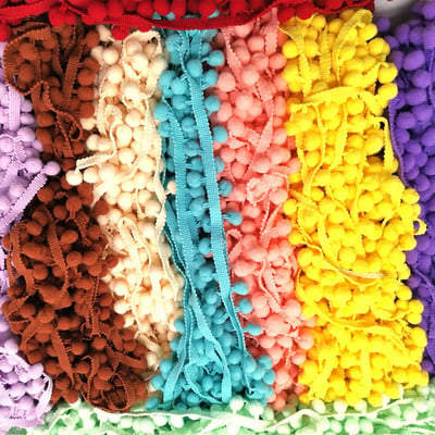 1-5yard Pom pom Fringe Lace Ribbon Pompom Trim Ball Fabric DIY Sewing Tassel Lace Kintted Fabric Handmade DIY Craft Accessorie