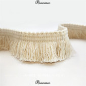 5 м дебела бежова лента от памучен конец, ресни, дантелена подстригване Направи си сам аксесоари за дрехи, дрехи, възглавница, декорация на завеси 4 см