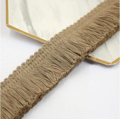 5 м дебела бежова лента от памучен конец, ресни, дантелена подстригване Направи си сам аксесоари за дрехи, дрехи, възглавница, декорация на завеси 4 см