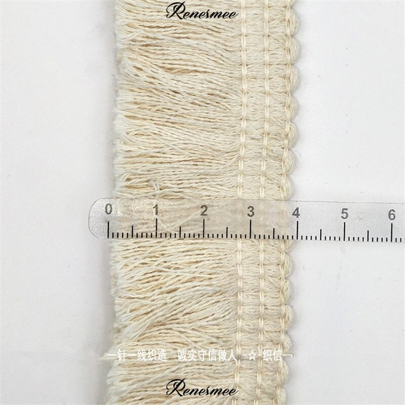 5 м дебела бежова лента от памучен конец, ресни, дантелена подстригване Направи си сам аксесоари за дрехи, дрехи, възглавница, декорация на завеси 4 см