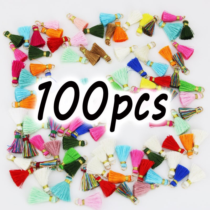 (100 bucăți/pachet) Samll ciucuri franjuri din piele vintage pentru purl macrame bijuterii bricolaj breloc curele telefon mobil pandantiv pălărie aurie