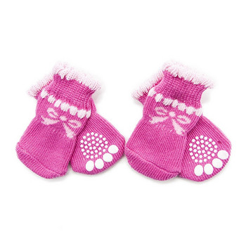 4 τεμάχια/Σετ Αντιολισθητικές κάλτσες περπατήματος με μοτίβο νυχιών για χειμωνιάτικο κατοικίδιο με χοντρό ζεστό νήμα Παπούτσια πλεξίματος 6 χρωμάτων