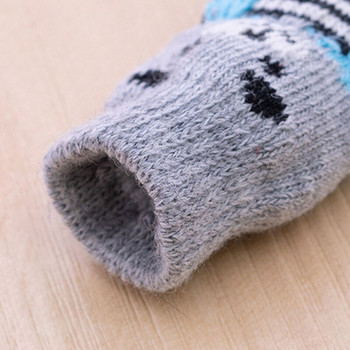 Πλεκτές κάλτσες Cartoon Dog Φθινοπωρινές χειμερινές 4 τμχ Κάλυμμα Puppy Warm Paw Protector Small Dogs Βαμβακερές αντιολισθητικές κάλτσες για σκύλους γάτας