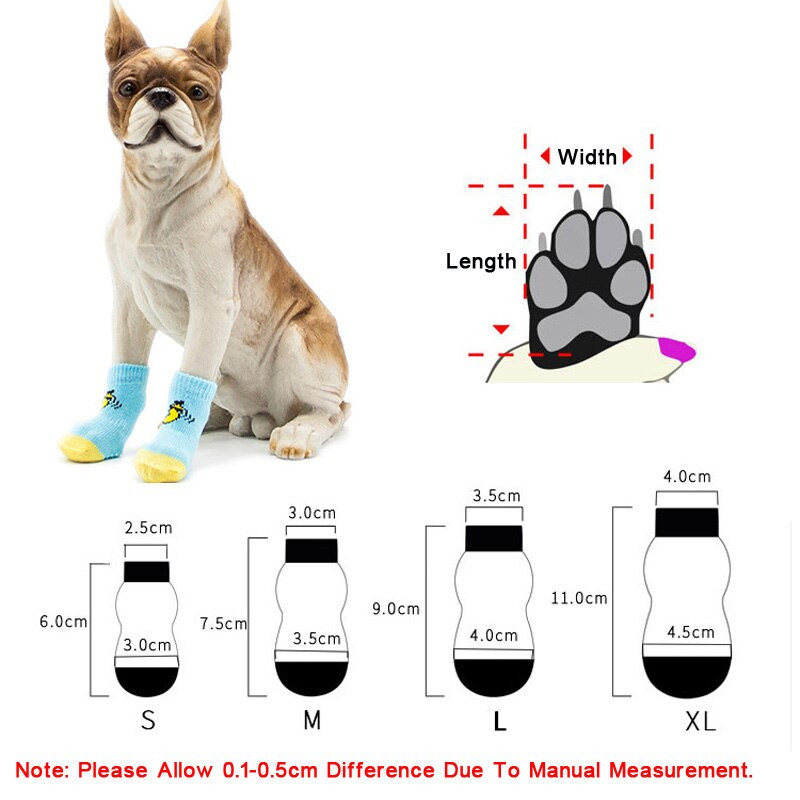 4 tk/komplekt Libisemisvastased Lemmiklooma sokid Pehmed kudumid Soojad Kutsika Koerakingad Armas joonisfilm Väikestele Koertele Lemmikloomatoode S/M/L/XL
