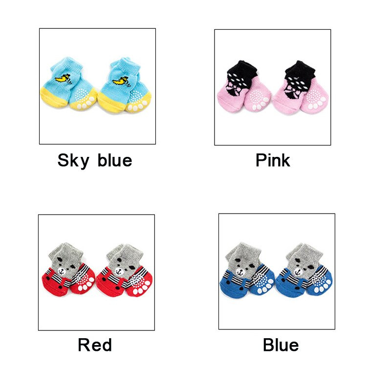 4 tk/komplekt Libisemisvastased Lemmiklooma sokid Pehmed kudumid Soojad Kutsika Koerakingad Armas joonisfilm Väikestele Koertele Lemmikloomatoode S/M/L/XL