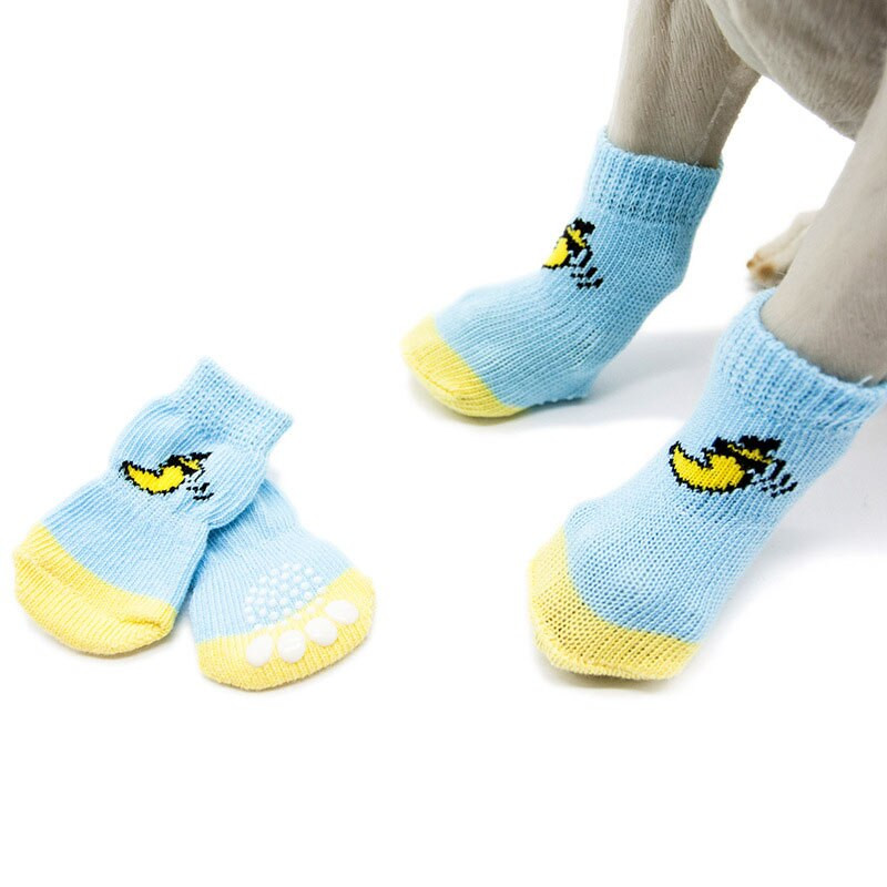 4 tk/komplekt Libisemisvastased Lemmiklooma sokid Pehmed kudumid Soojad Kutsika Koerakingad Armas joonisfilm Väikestele Koertele Lemmikloomatoode S/M/L/XL