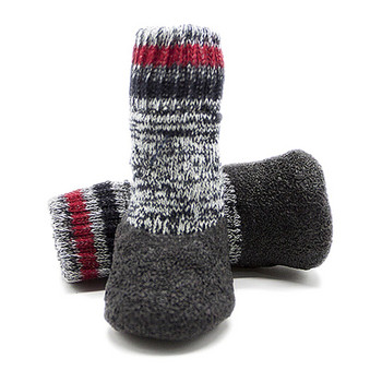 2 чифта чорапи за кучета Водоустойчиви противоплъзгащи чорапи за домашни любимци Защита на лапите Ботуши за домашни любимци за кученца на закрито на открито Плетени чорапи за домашни любимци