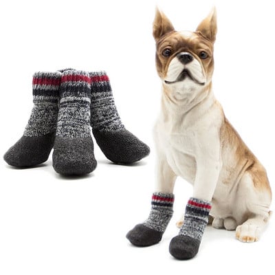 2 ζεύγη κάλτσες σκύλου Αδιάβροχες αντιολισθητικές κάλτσες κατοικίδιων ζώων Προστασία ποδιών Μπότες κατοικίδιων ζώων για σκύλους εσωτερικού χώρου για σκύλους πλεκτές κάλτσες για κατοικίδια