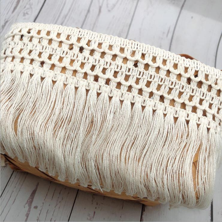 5Y-10Yard/Lot Beež Aprikoos DIY 12CM Puuvillane Pits Trim Tutt Fringe Riietus Kleit Kardinalaud Kodutekstiil Aksessuaarid