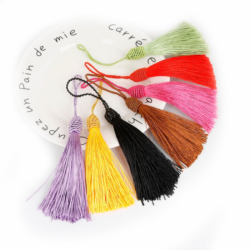 10 бр./Опаковка Полиестерен пискюл с ресни, 15 см памучен копринен пискюл за декорация на дома Ръчно изработени занаяти Направи си сам Аксесоари за шиене на завеси