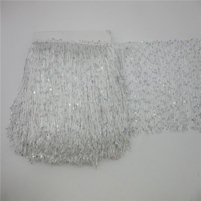 YY-tesco 10 yardov 20 cm dlhé polyesterové flitrované strapce čipkovaná stuha šiť latinskoamerické šaty javiskové odevy závesy doplnky