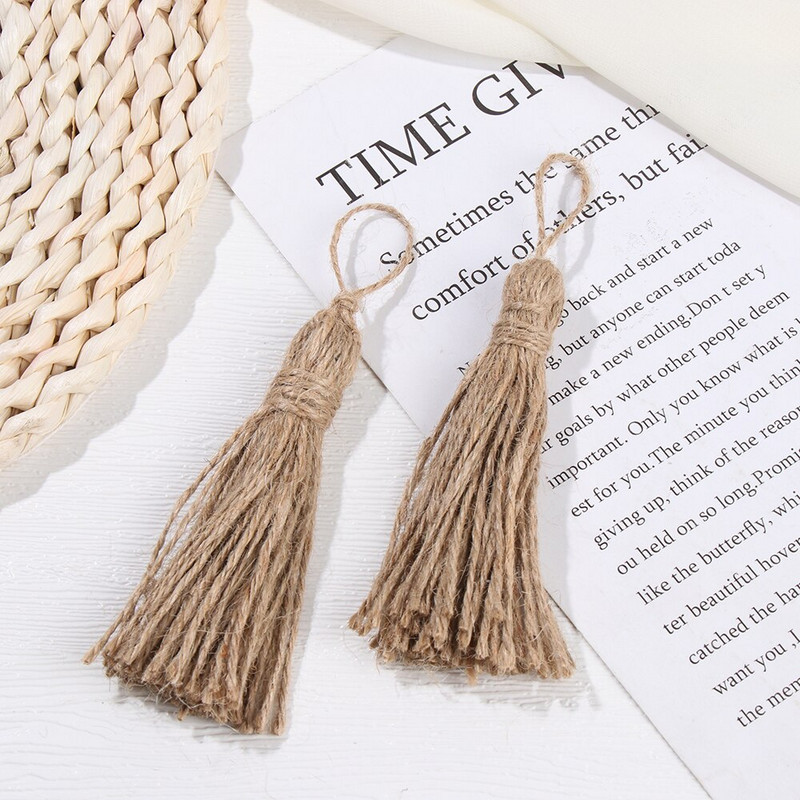 4vnt natūralaus džiuto kutai mediniams karoliukams Kalėdų audeklo kutai džiuto virvių kutai „pasidaryk pats“ medžio karoliukų girliandos Projektai Dekoracijos