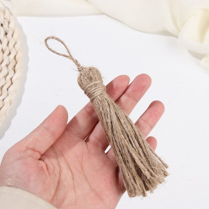 4vnt natūralaus džiuto kutai mediniams karoliukams Kalėdų audeklo kutai džiuto virvių kutai „pasidaryk pats“ medžio karoliukų girliandos Projektai Dekoracijos