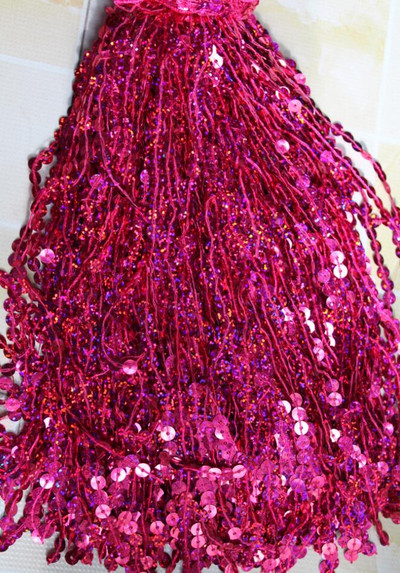 Πλάτος 30 εκ. glitter 7 χιλιοστά παγιέτες Φούντα Κρόσια Κόψιμο Δαντέλα ύφασμα Latin φούστες χορού ενδύματα DIY Αξεσουάρ FH23