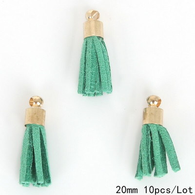 10 ks mini semišových strapcov a zlatých čiapočiek 20 mm prívesky, kožené strapce, prívesok na kľúče/náušnice/mobil/remeslá