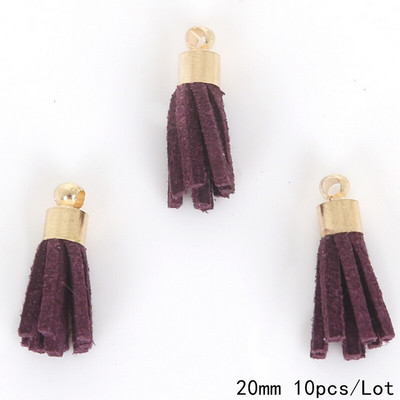 10 ks mini semišových strapcov a zlatých čiapočiek 20 mm prívesky, kožené strapce, prívesok na kľúče/náušnice/mobil/remeslá