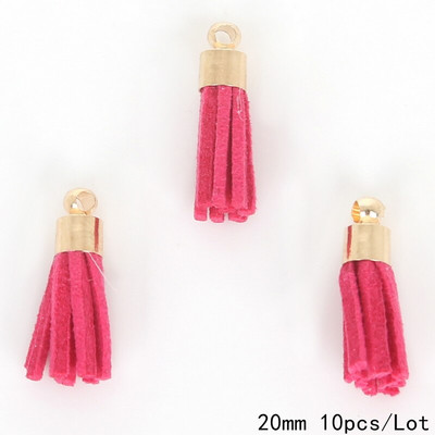 10 ks mini semišových strapcov a zlatých čiapočiek 20 mm prívesky, kožené strapce, prívesok na kľúče/náušnice/mobil/remeslá